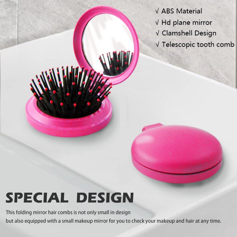 ATB 1st Choice Travel Folding Hair Brush Mirror Pocket Purse Car Camping Compact 2.5" Gift 1Pc - Image 3